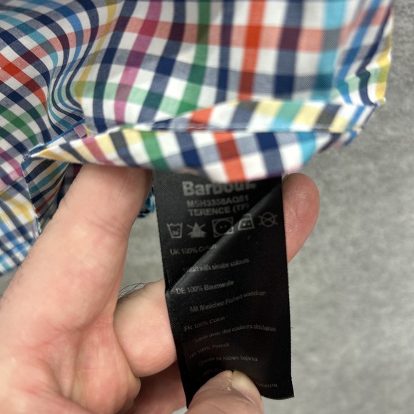 Barbour Shirt Mens Large Gingham Check Terence‎ Tailored Long Sleeve Button Up - Picture 5 of 8